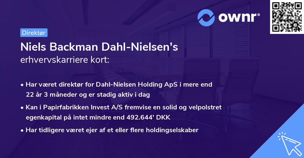 Niels Backman Dahl-Nielsen's erhvervskarriere kort