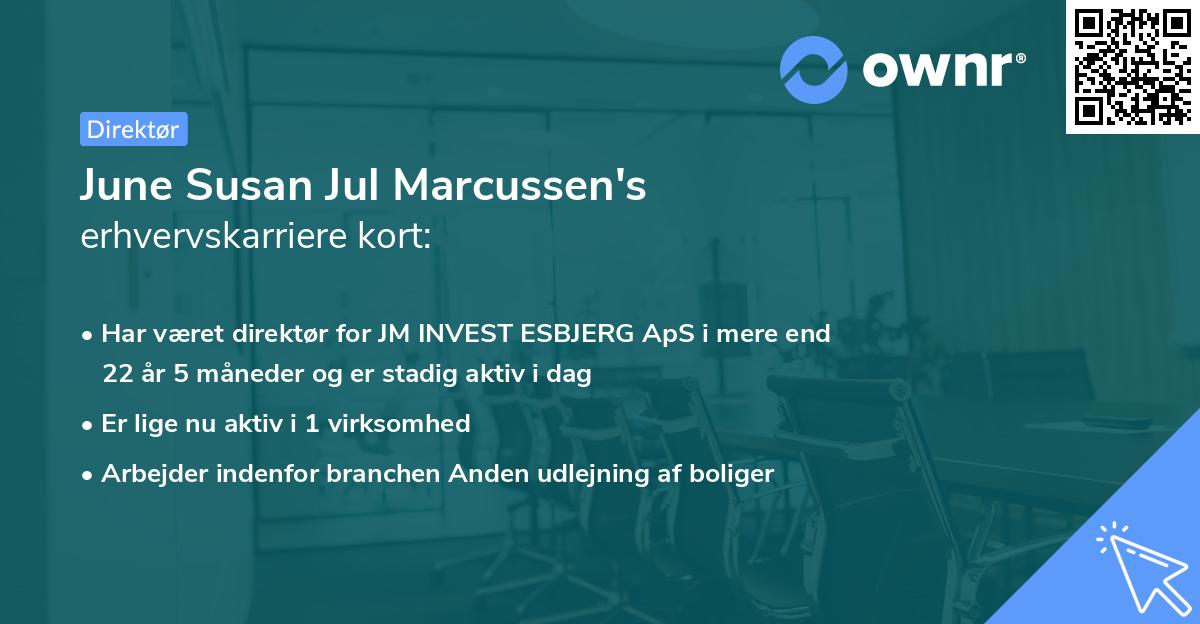 June Susan Jul Marcussen's erhvervskarriere kort