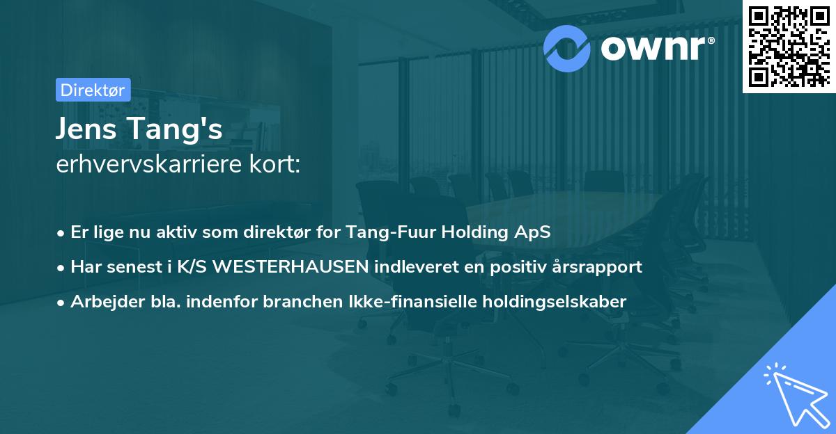 Jens Tang's erhvervskarriere kort