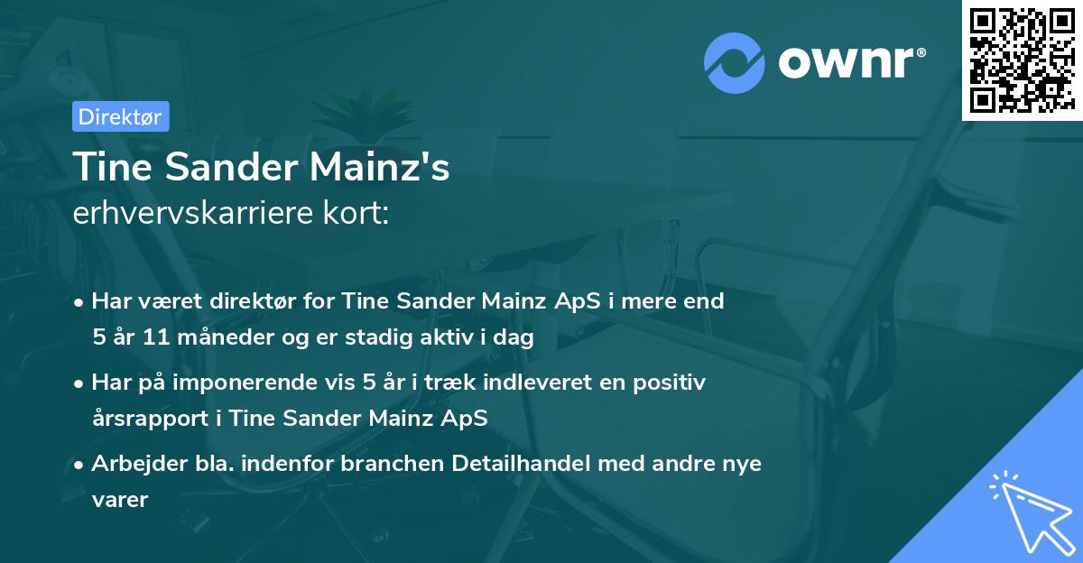 Tine Sander Mainz's erhvervskarriere kort