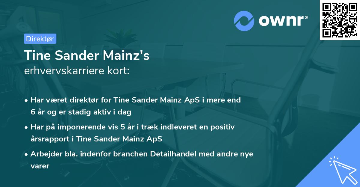 Tine Sander Mainz's erhvervskarriere kort