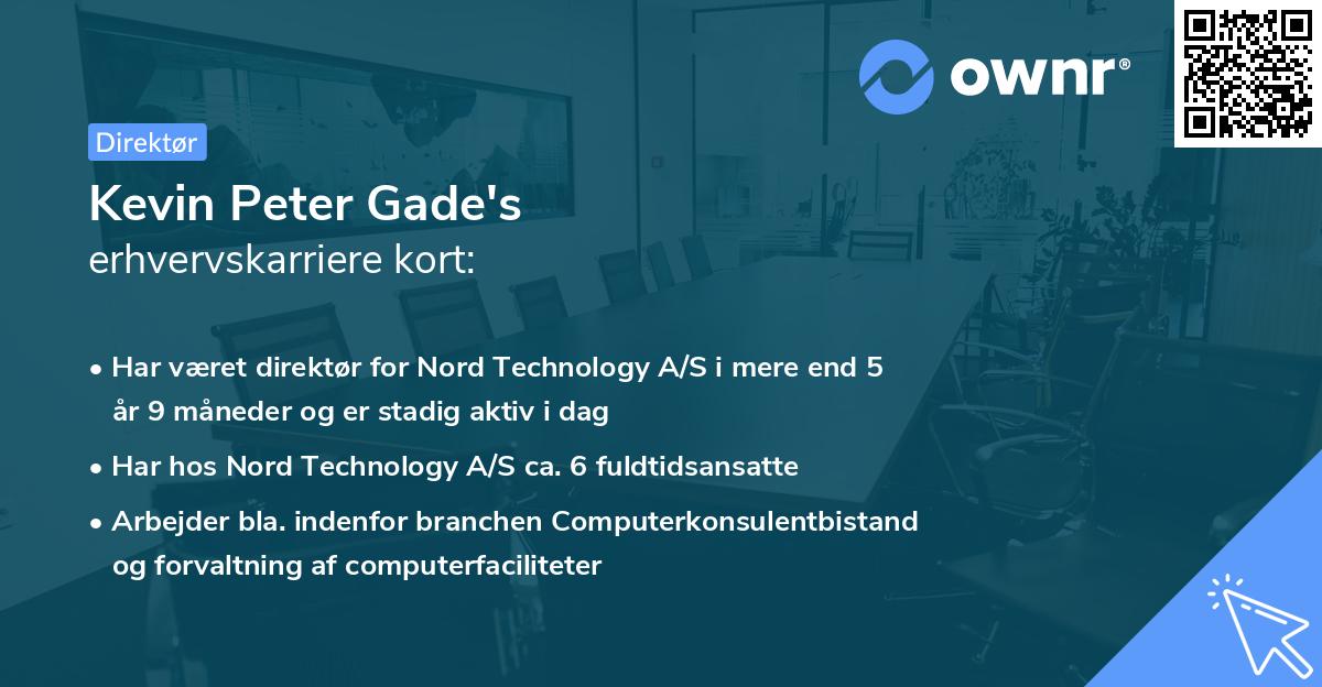 Kevin Peter Gade's erhvervskarriere kort