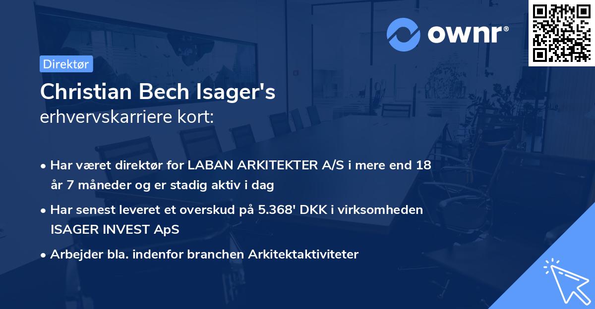 Christian Bech Isager's erhvervskarriere kort