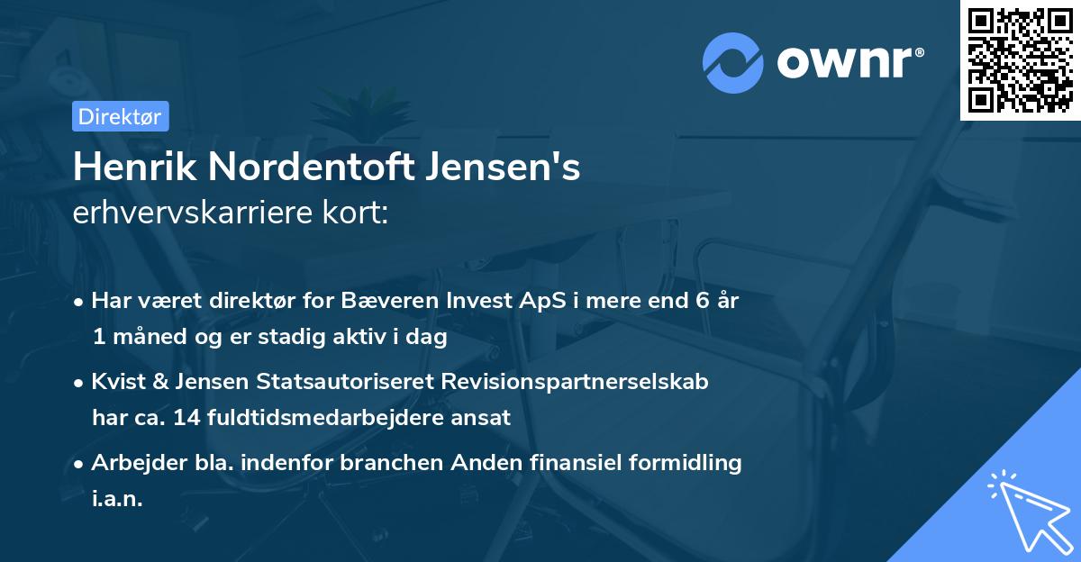 Henrik Nordentoft Jensen's erhvervskarriere kort