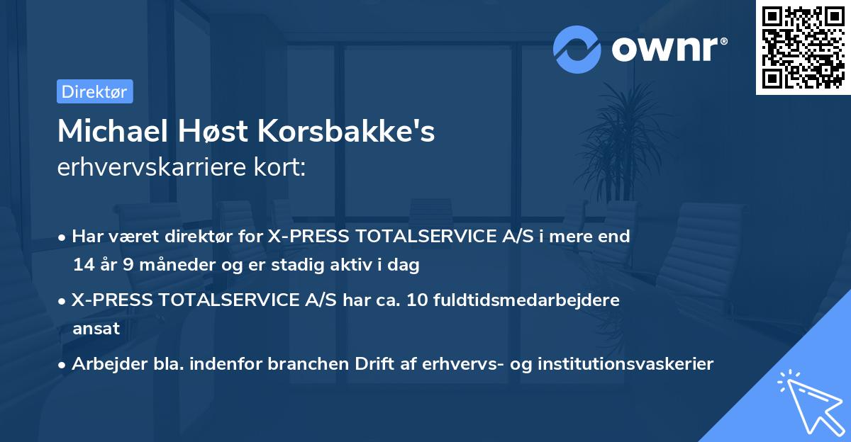 Michael Høst Korsbakke's erhvervskarriere kort