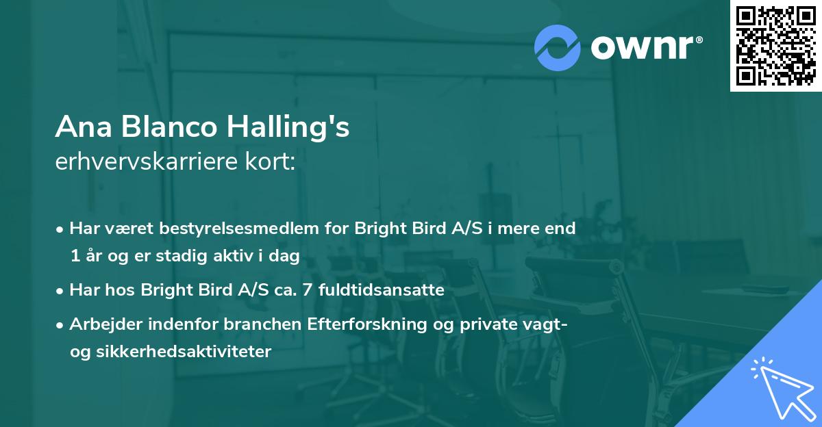 Ana Blanco Halling's erhvervskarriere kort