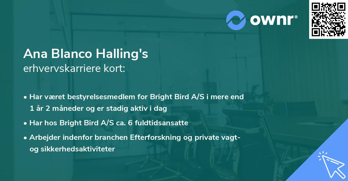 Ana Blanco Halling's erhvervskarriere kort