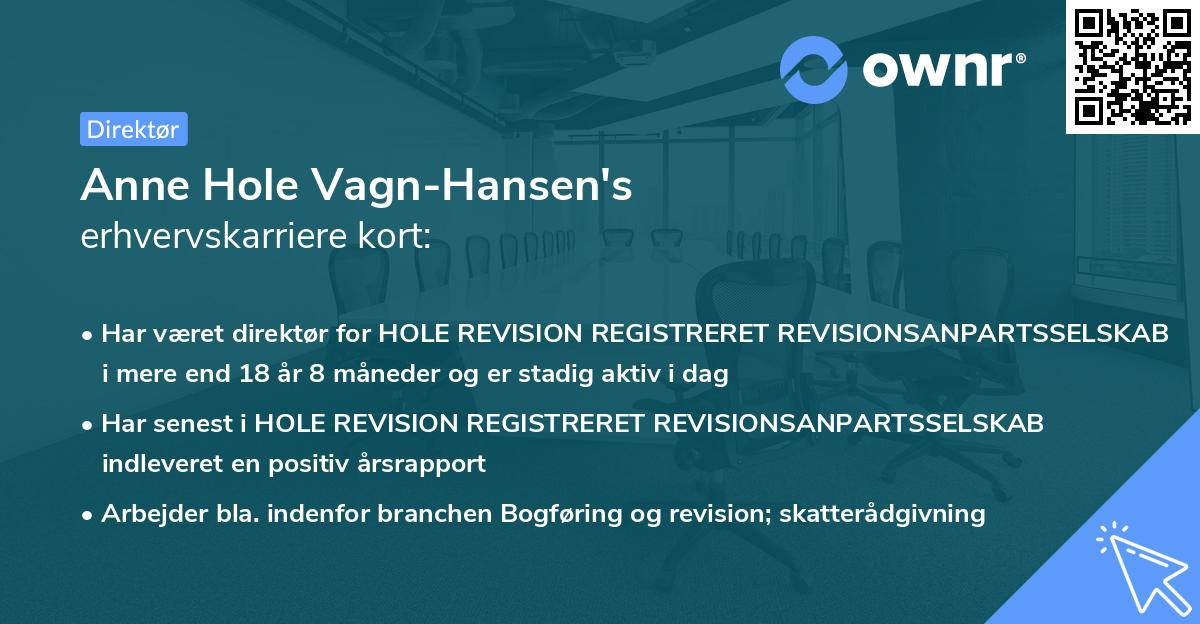 Anne Hole Vagn-Hansen's erhvervskarriere kort
