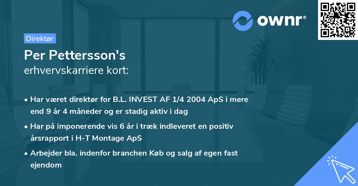 Per Pettersson's erhvervskarriere kort