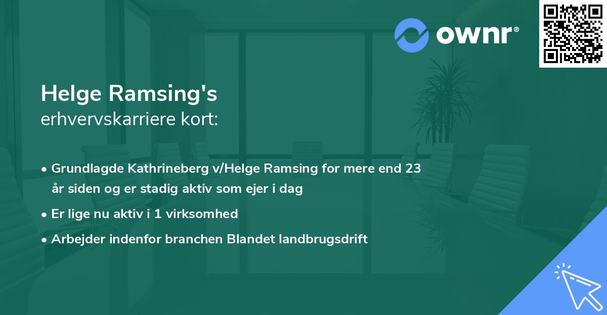 Helge Ramsing's erhvervskarriere kort