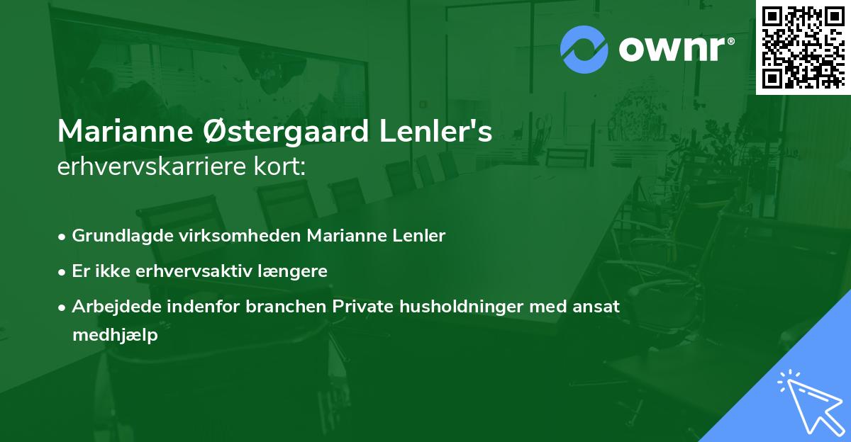 Marianne Østergaard Lenler's erhvervskarriere kort