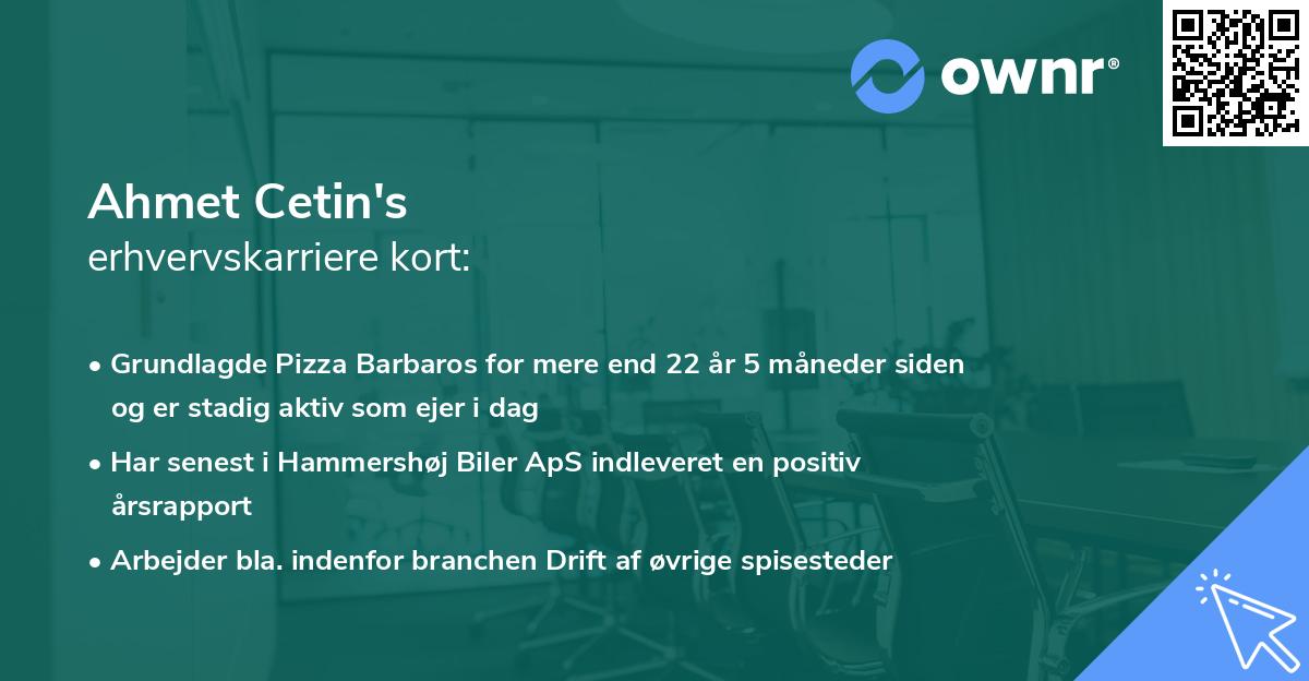 Ahmet Cetin's erhvervskarriere kort