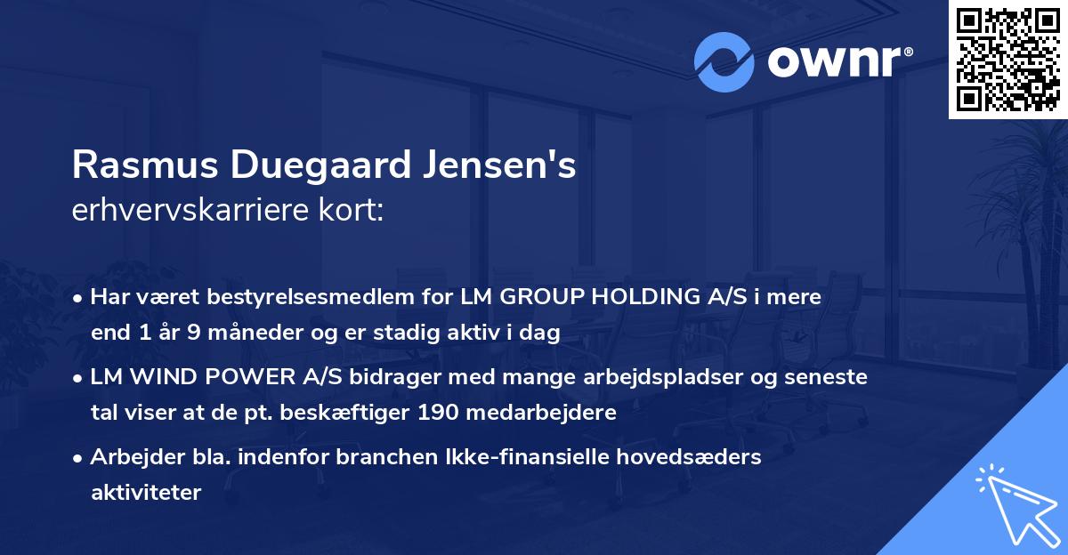 Rasmus Duegaard Jensen's erhvervskarriere kort