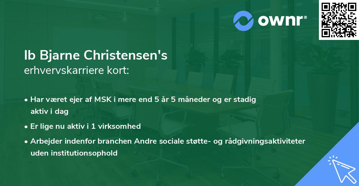 Ib Bjarne Christensen's erhvervskarriere kort