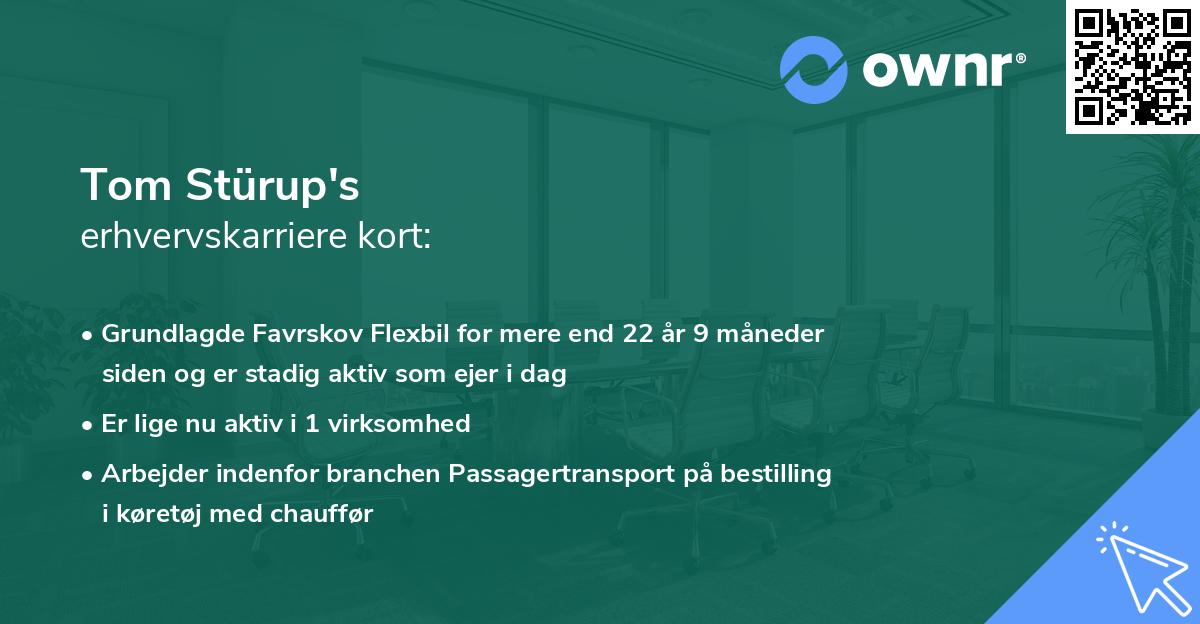 Tom Stürup's erhvervskarriere kort
