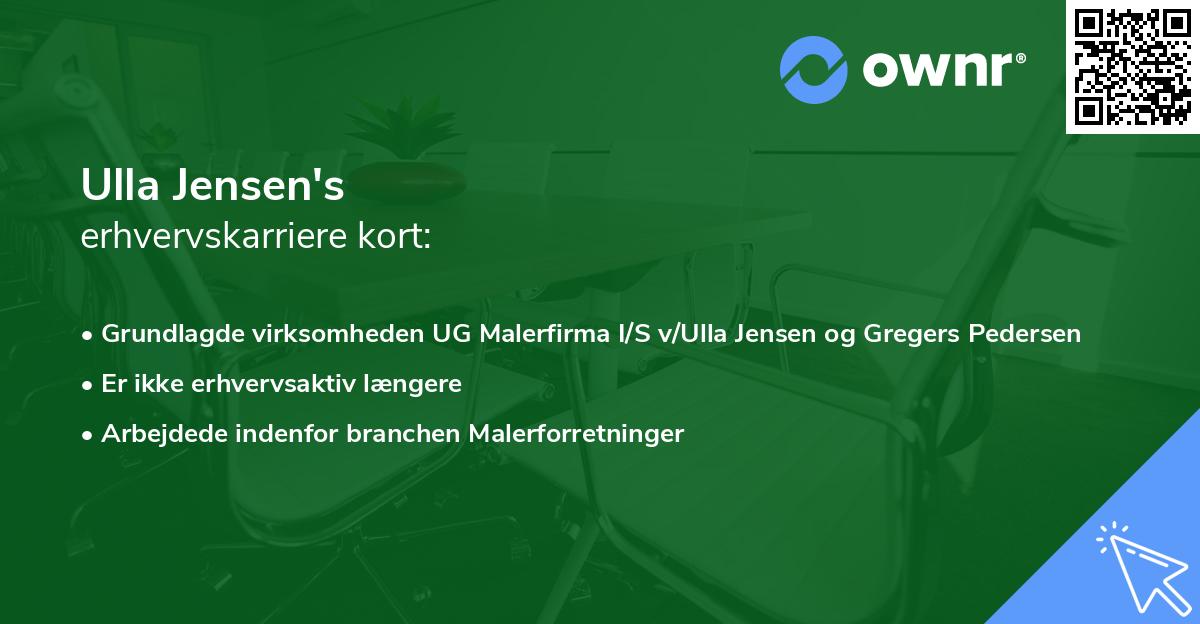 Ulla Jensen's erhvervskarriere kort