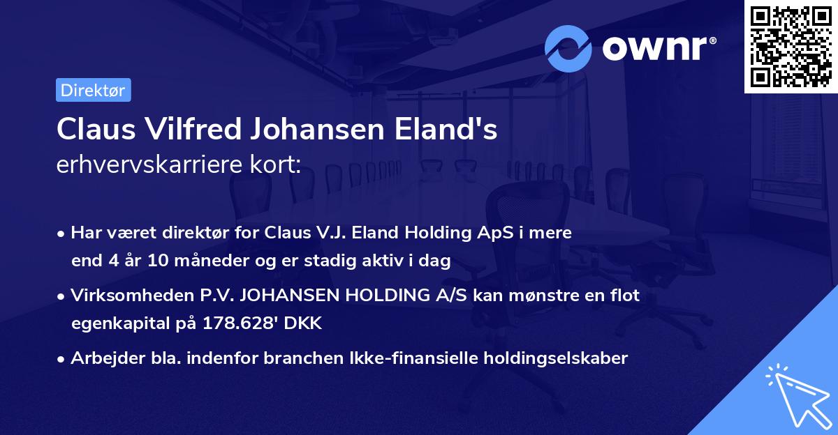 Claus Vilfred Johansen Eland's erhvervskarriere kort