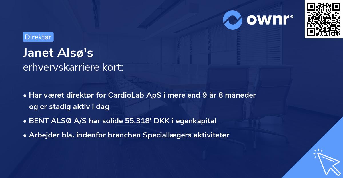 Janet Alsø's erhvervskarriere kort