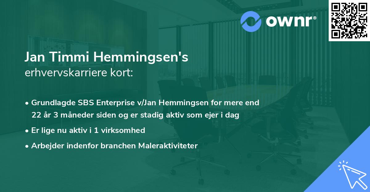 Jan Timmi Hemmingsen's erhvervskarriere kort