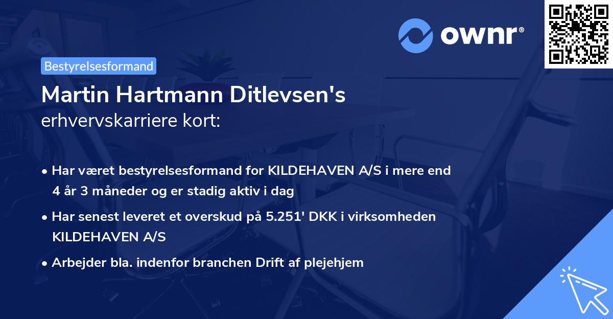 Martin Hartmann Ditlevsen's erhvervskarriere kort