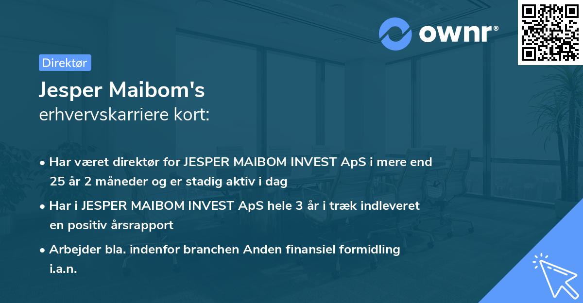 Jesper Maibom's erhvervskarriere kort
