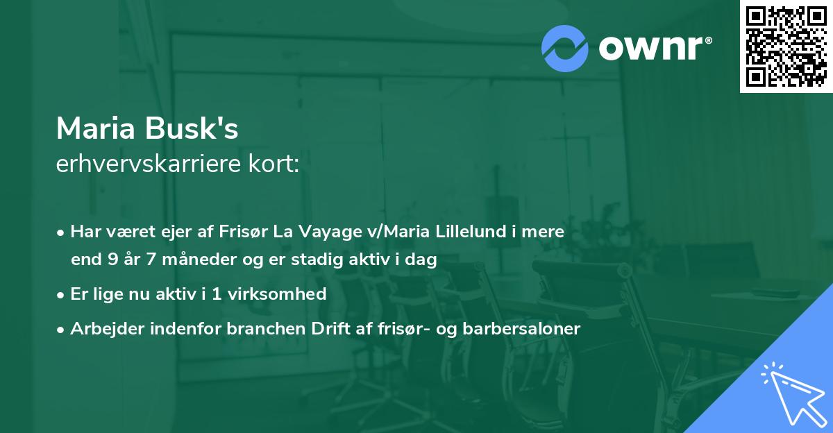 Maria Busk's erhvervskarriere kort