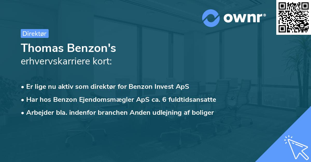 Thomas Benzon's erhvervskarriere kort