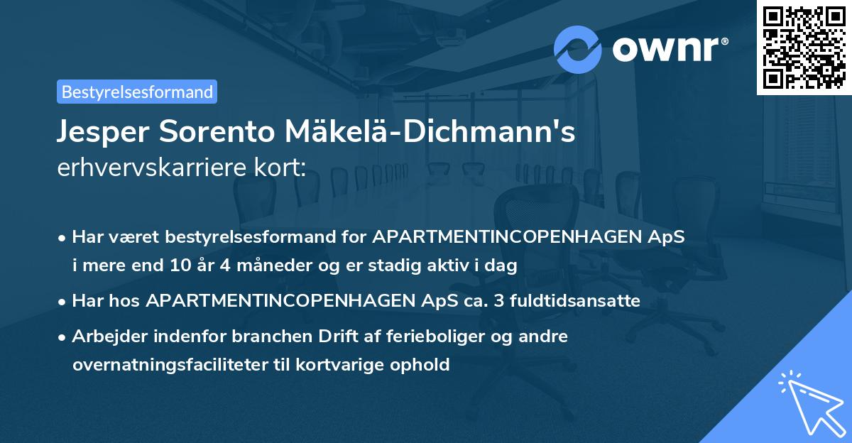 Jesper Sorento Mäkelä-Dichmann's erhvervskarriere kort