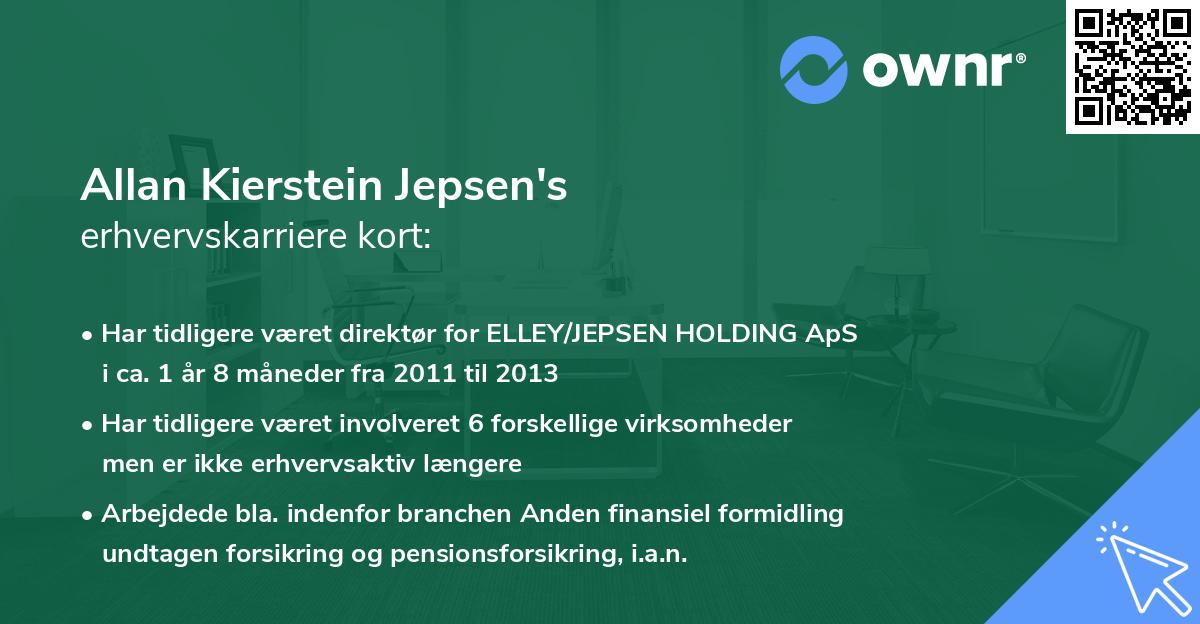 Allan Kierstein Jepsen's erhvervskarriere kort