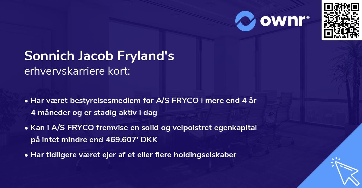 Sonnich Jacob Fryland's erhvervskarriere kort