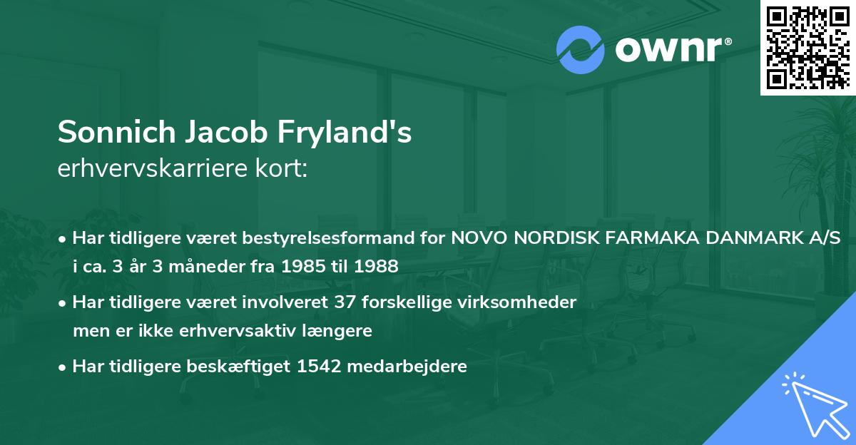 Sonnich Jacob Fryland's erhvervskarriere kort