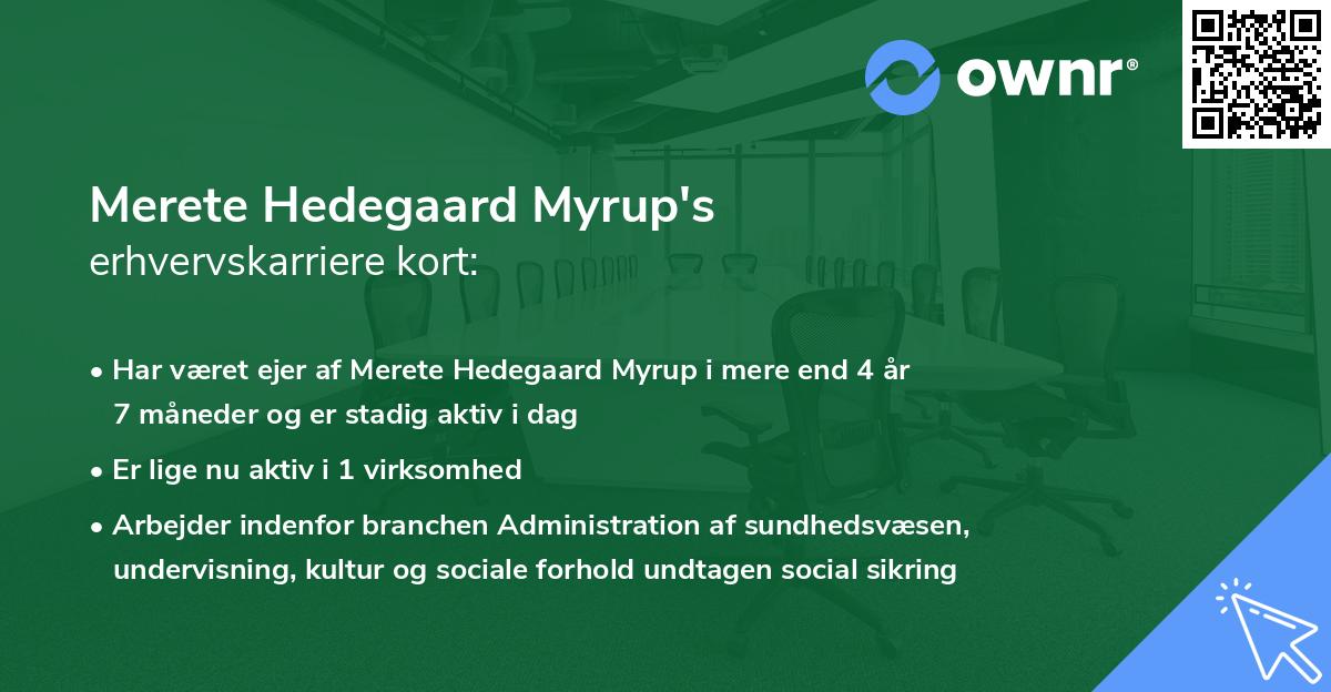 Merete Hedegaard Myrup's erhvervskarriere kort