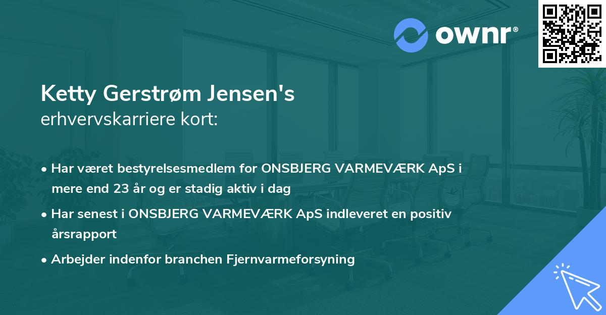 Ketty Gerstrøm Jensen's erhvervskarriere kort