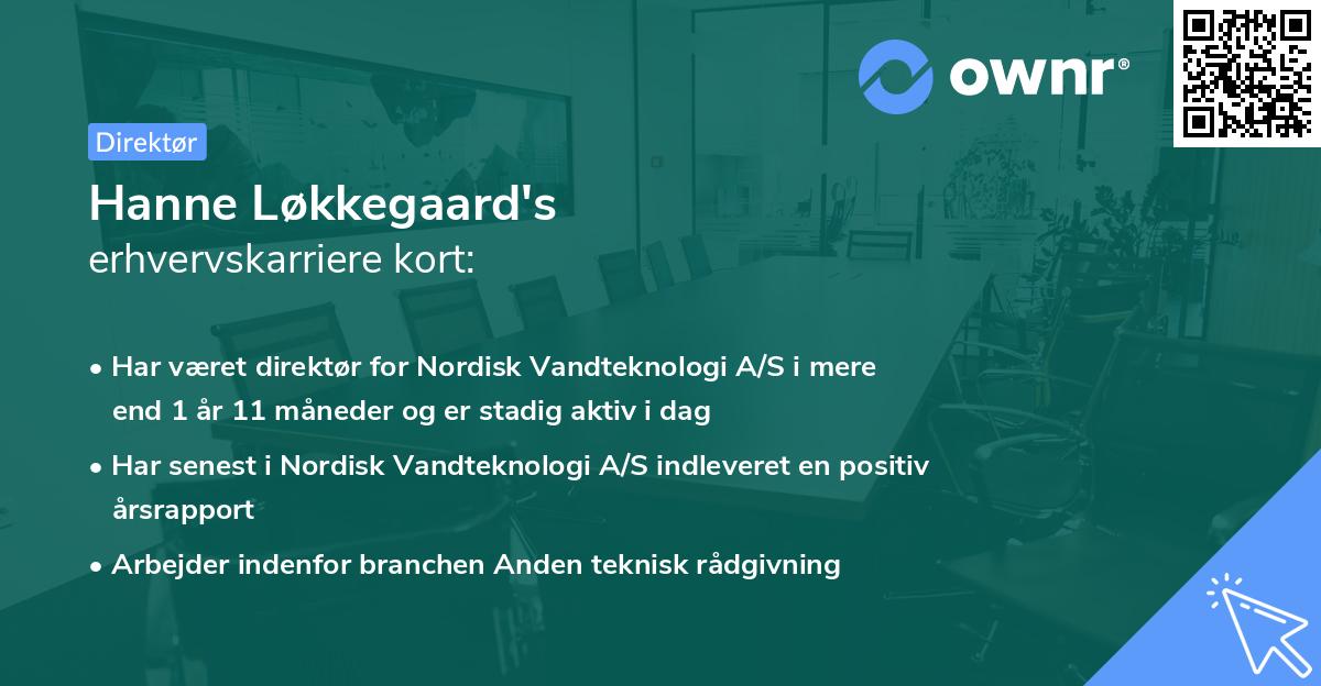 Hanne Løkkegaard's erhvervskarriere kort