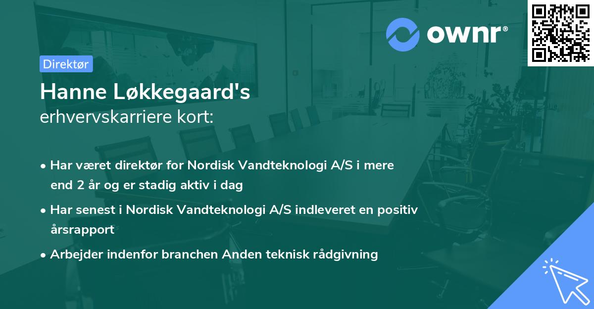 Hanne Løkkegaard's erhvervskarriere kort