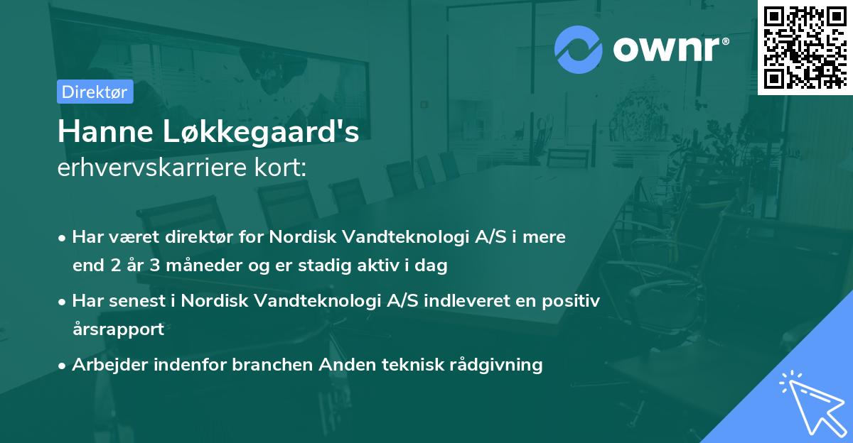 Hanne Løkkegaard's erhvervskarriere kort