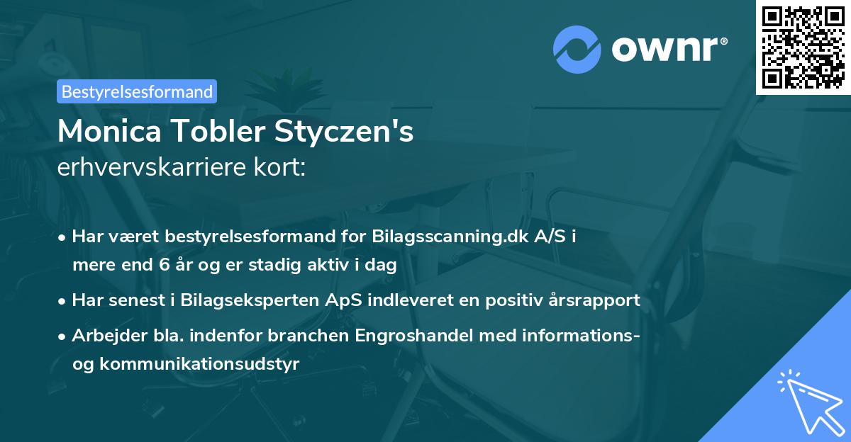 Monica Tobler Styczen's erhvervskarriere kort