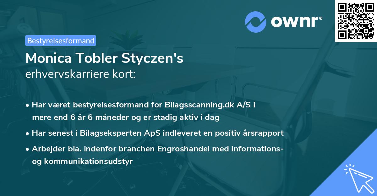Monica Tobler Styczen's erhvervskarriere kort