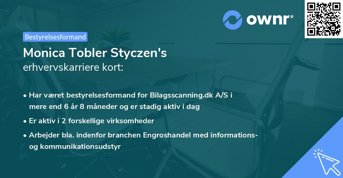 Monica Tobler Styczen's erhvervskarriere kort