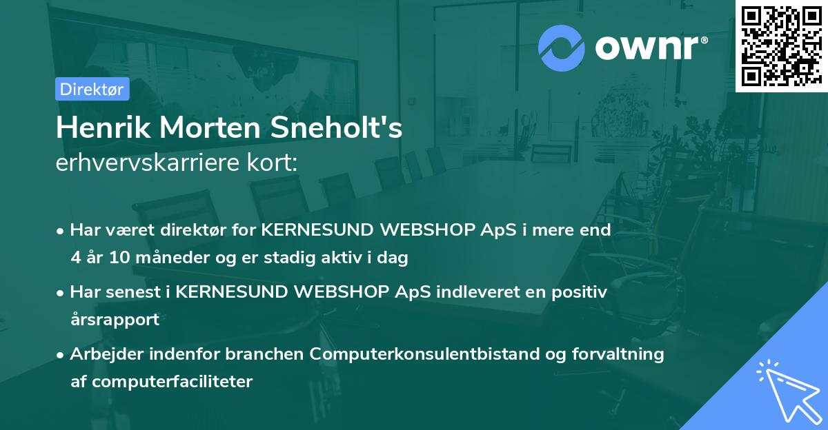 Henrik Morten Sneholt's erhvervskarriere kort