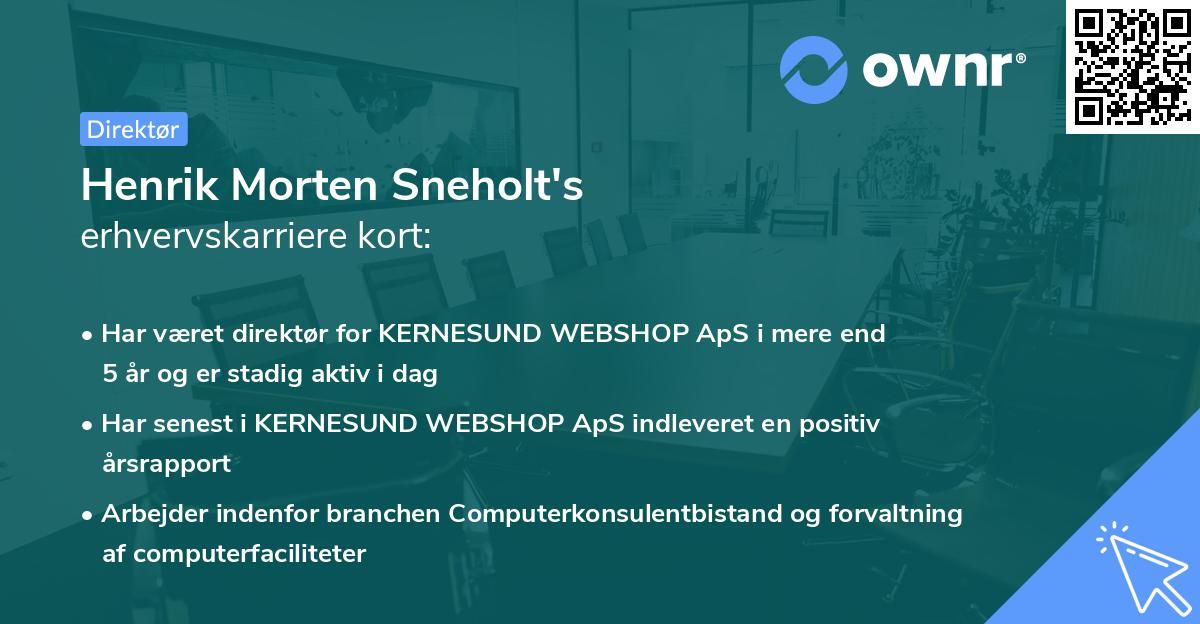 Henrik Morten Sneholt's erhvervskarriere kort
