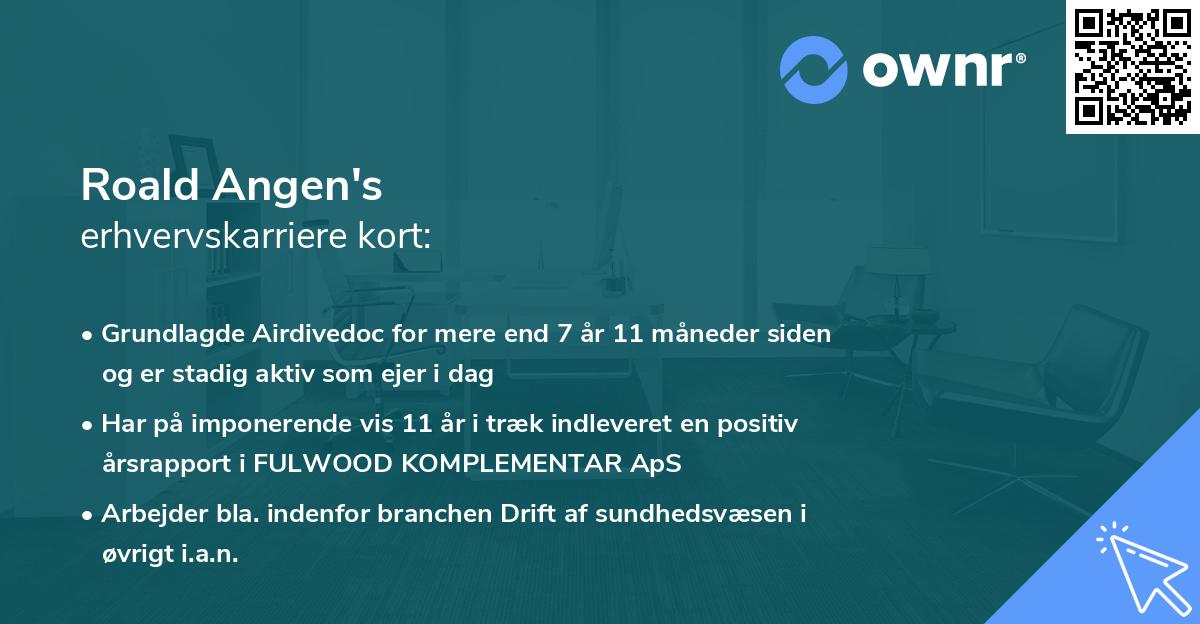 Roald Angen's erhvervskarriere kort
