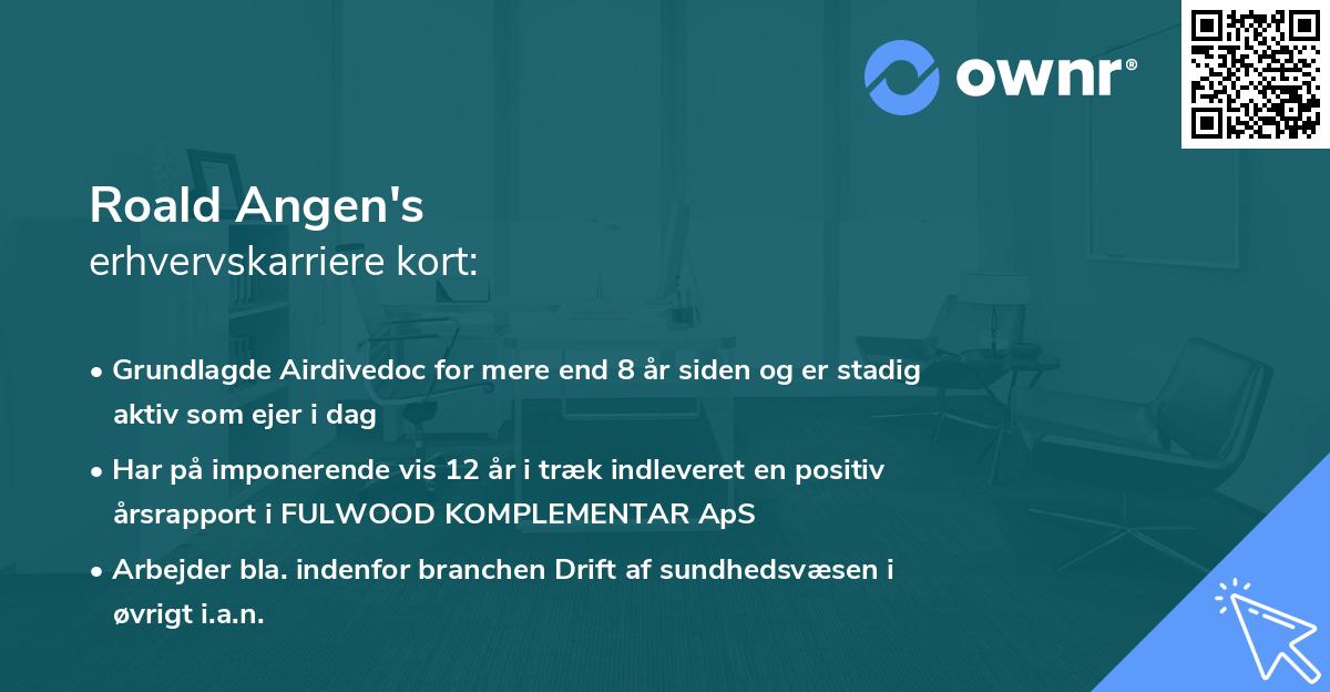 Roald Angen's erhvervskarriere kort