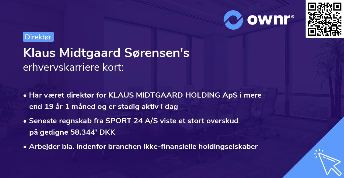 Klaus Midtgaard Sørensen's erhvervskarriere kort