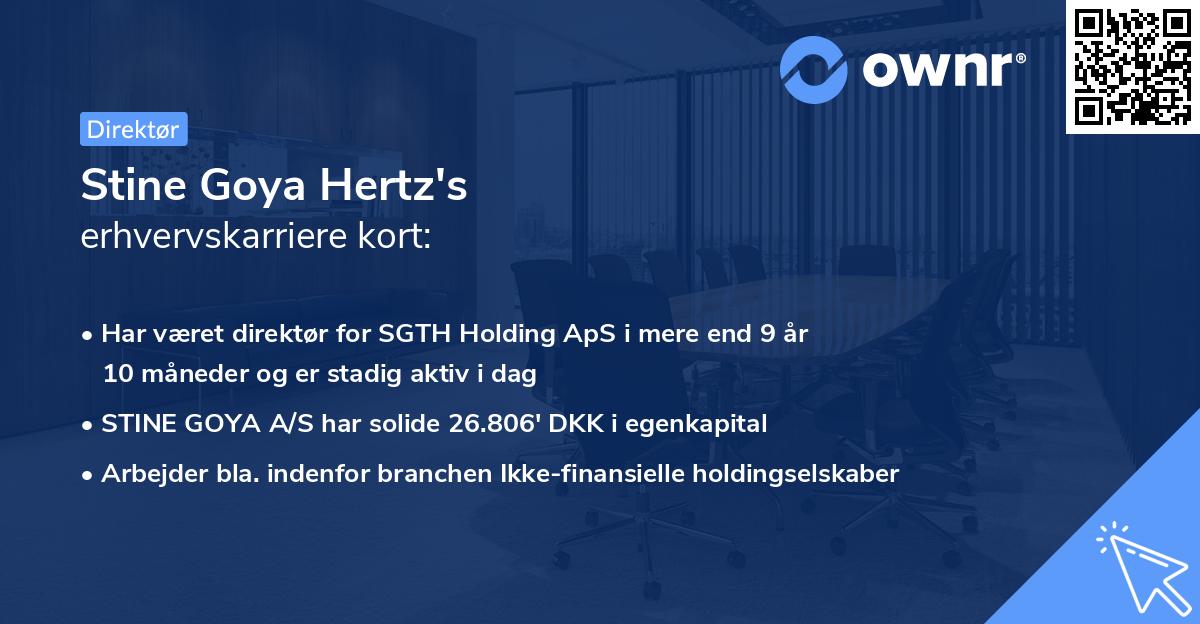 Stine Goya Hertz's erhvervskarriere kort