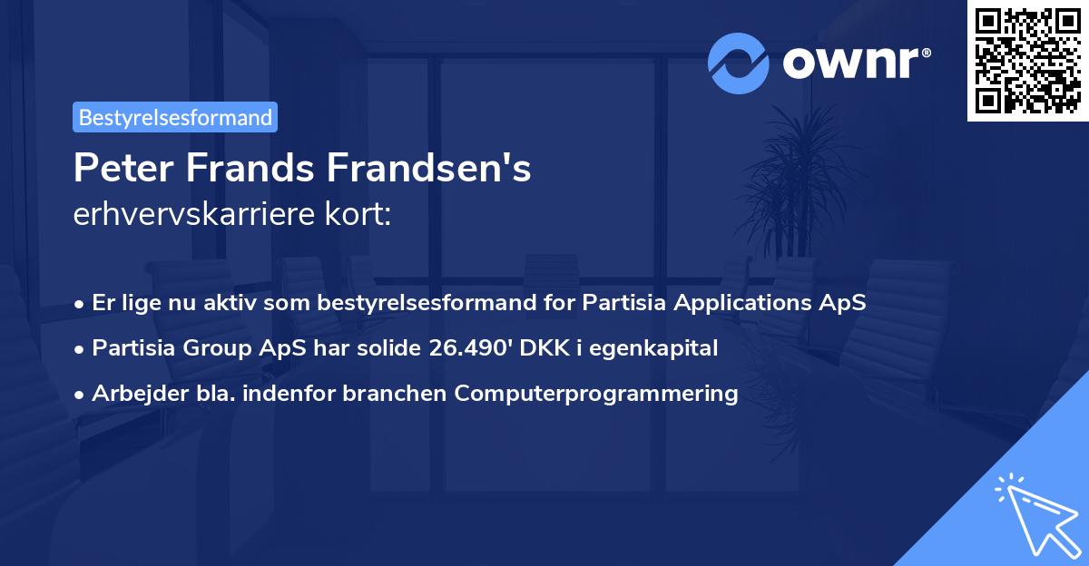 Peter Frands Frandsen's erhvervskarriere kort