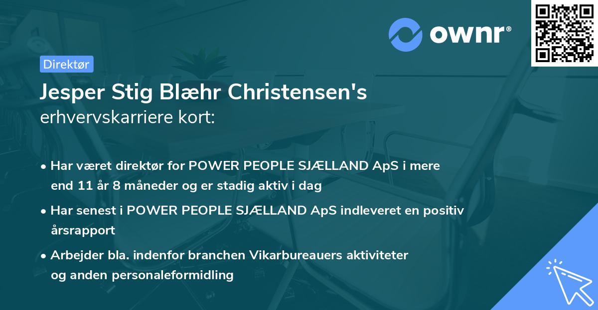 Jesper Stig Blæhr Christensen's erhvervskarriere kort