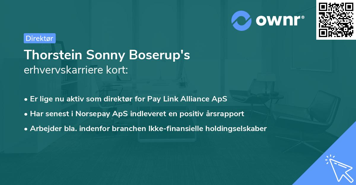Thorstein Sonny Boserup's erhvervskarriere kort