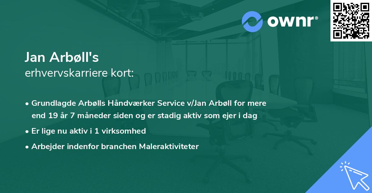 Jan Arbøll's erhvervskarriere kort