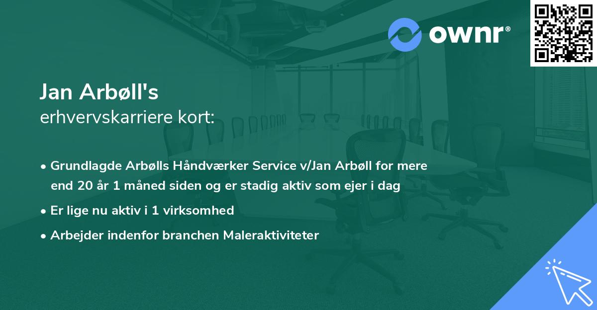 Jan Arbøll's erhvervskarriere kort